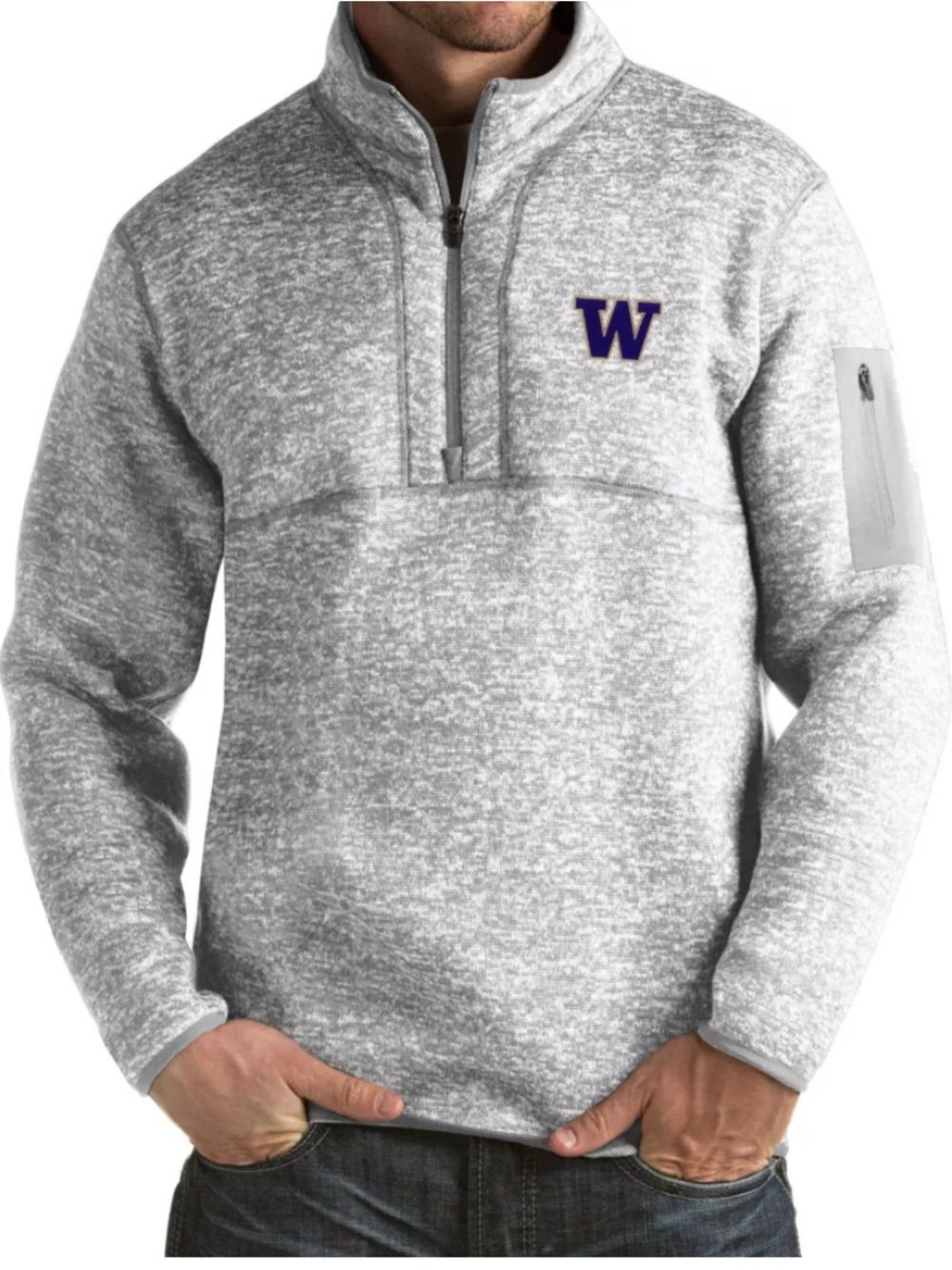 Antigua Men's Washington Huskies Grey Fortune Pullover Jacket 🐾 sz 3XL